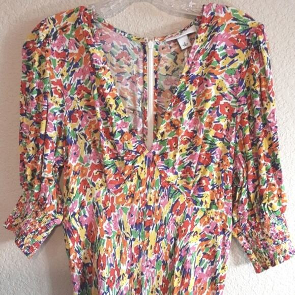 RIXO For Target NWT Bright Colorful Floral Puff Sleeve Midi Dress 8 RARE FIND - Picture 6 of 16